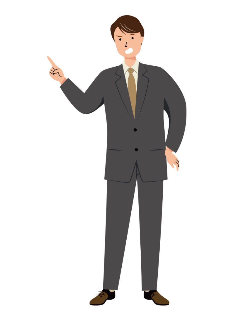 厳しく指摘をするビジネス男性のイラスト
