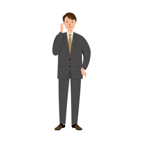 考え悩んでいる男性ビジネスのイラスト