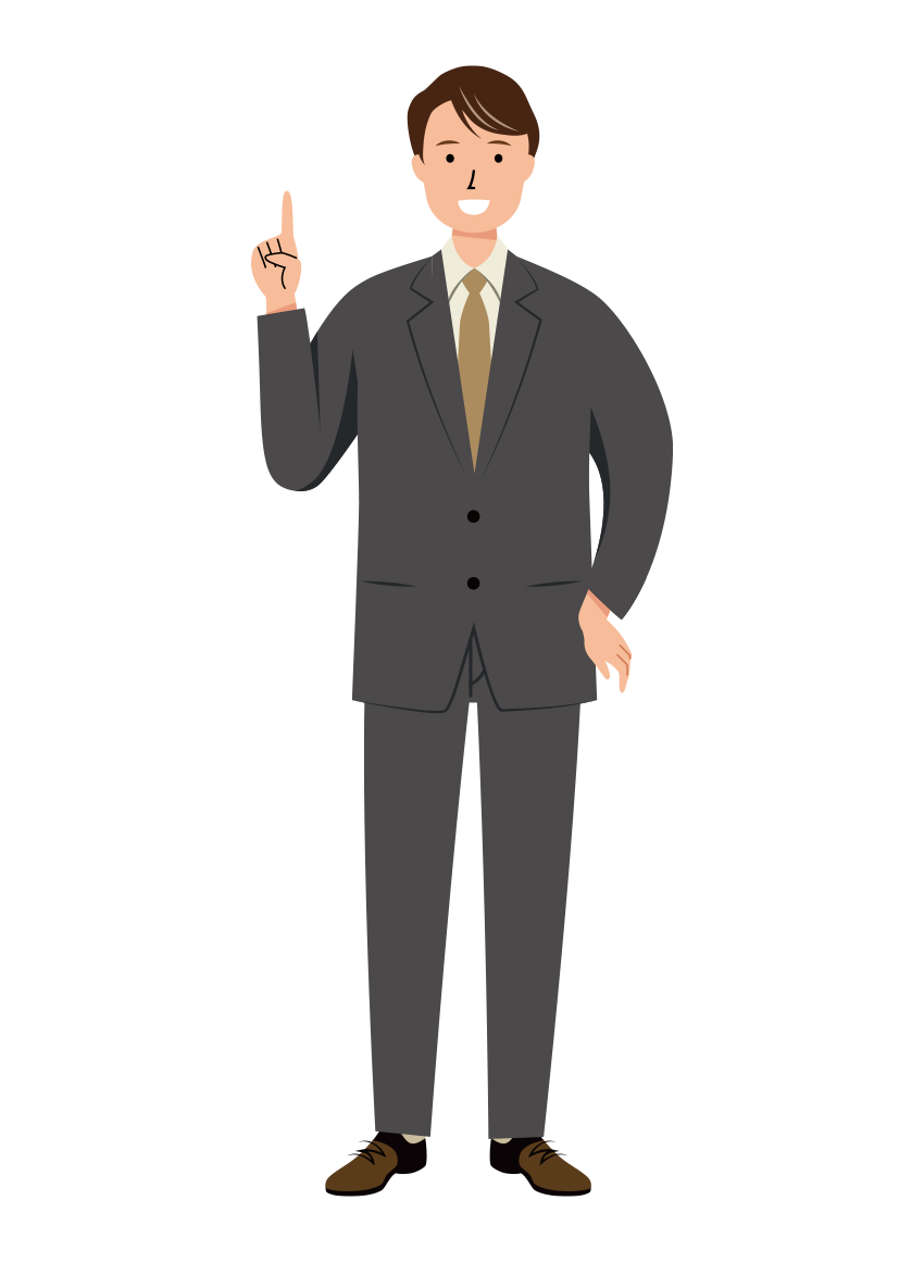 優しくアドバイスをする男性ビジネスのイラスト