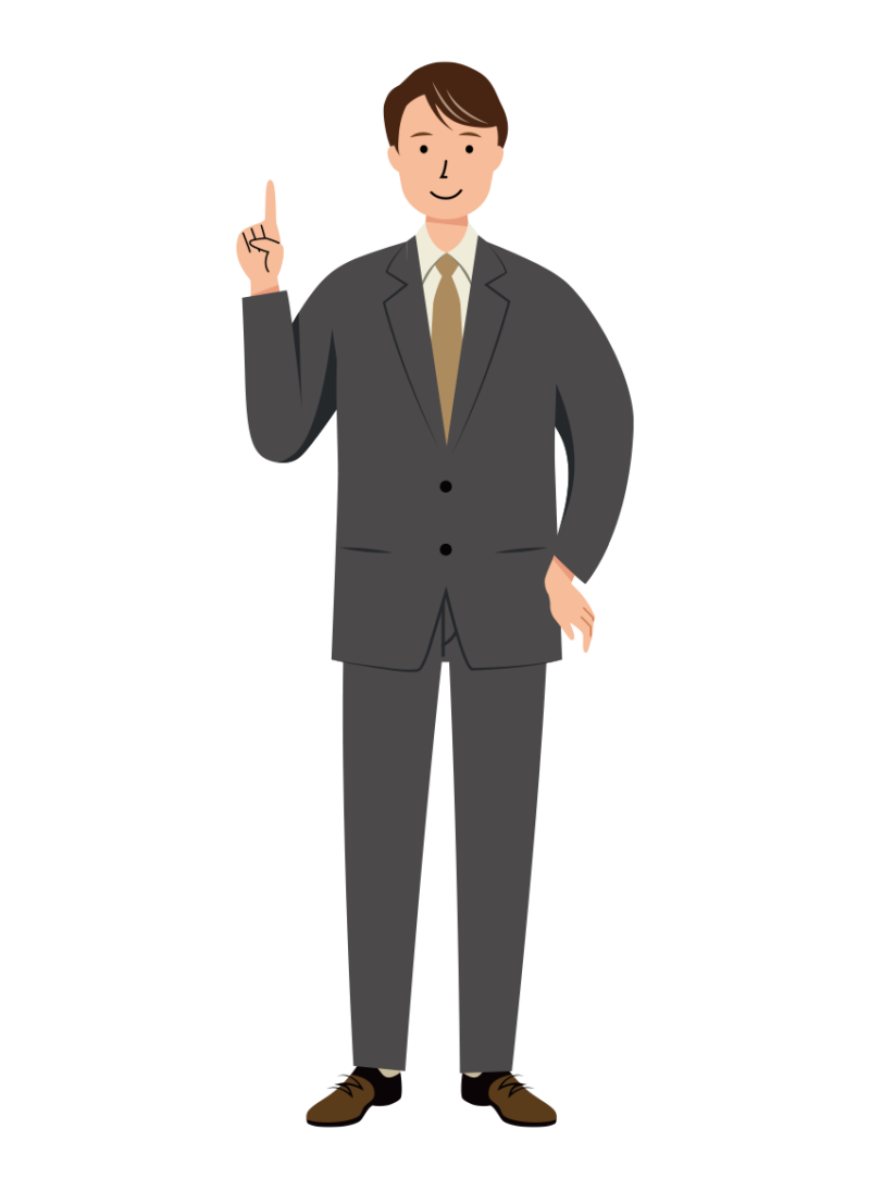 優しくアドバイスをする男性ビジネスのイラスト