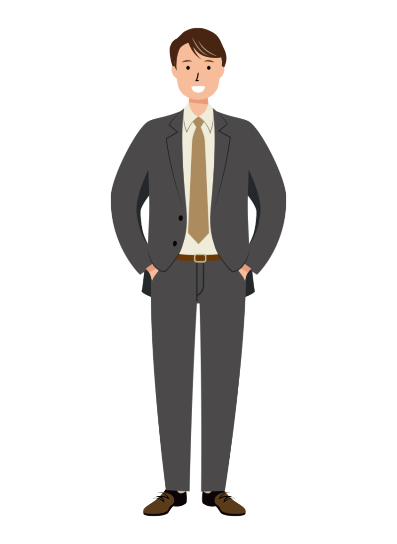 ポケットに手を入れている男性ビジネスのイラスト