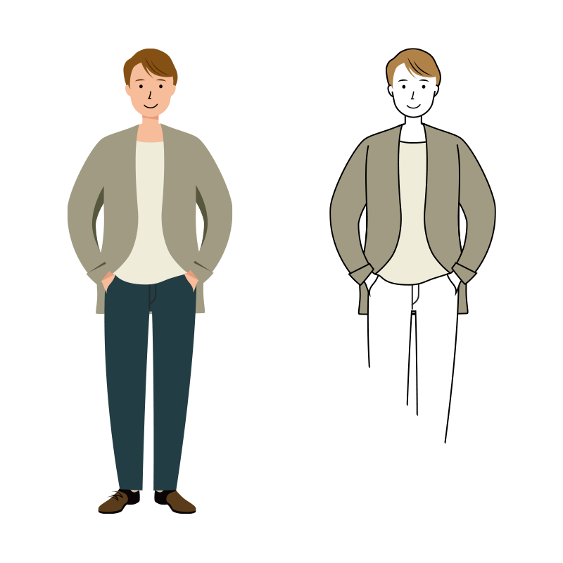 ポケットに手を入れてる男性のイラスト
