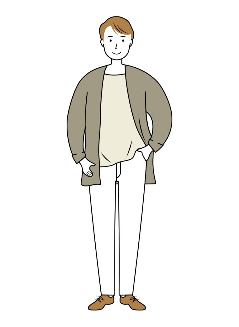 左手をポケットに入れている男性のイラスト