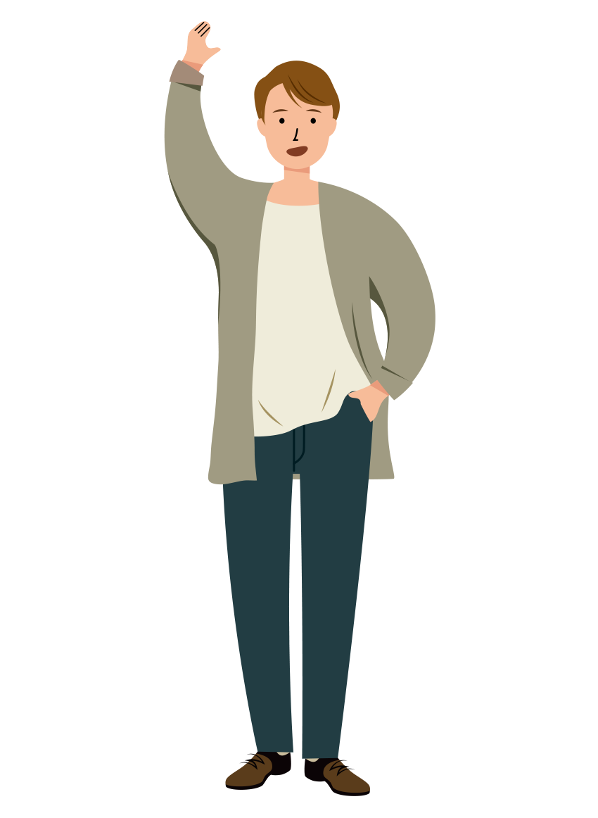 笑顔で挨拶をする男性のイラスト