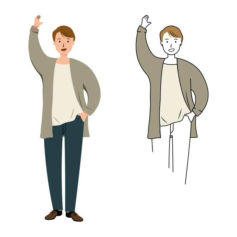 笑顔で挨拶をする男性のイラスト