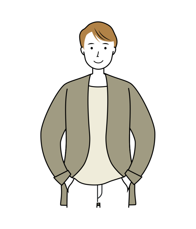 ポケットに手を入れてる男性のイラスト-上半身