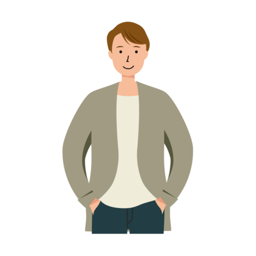 ポケットに手を入れてる男性のイラスト-上半身
