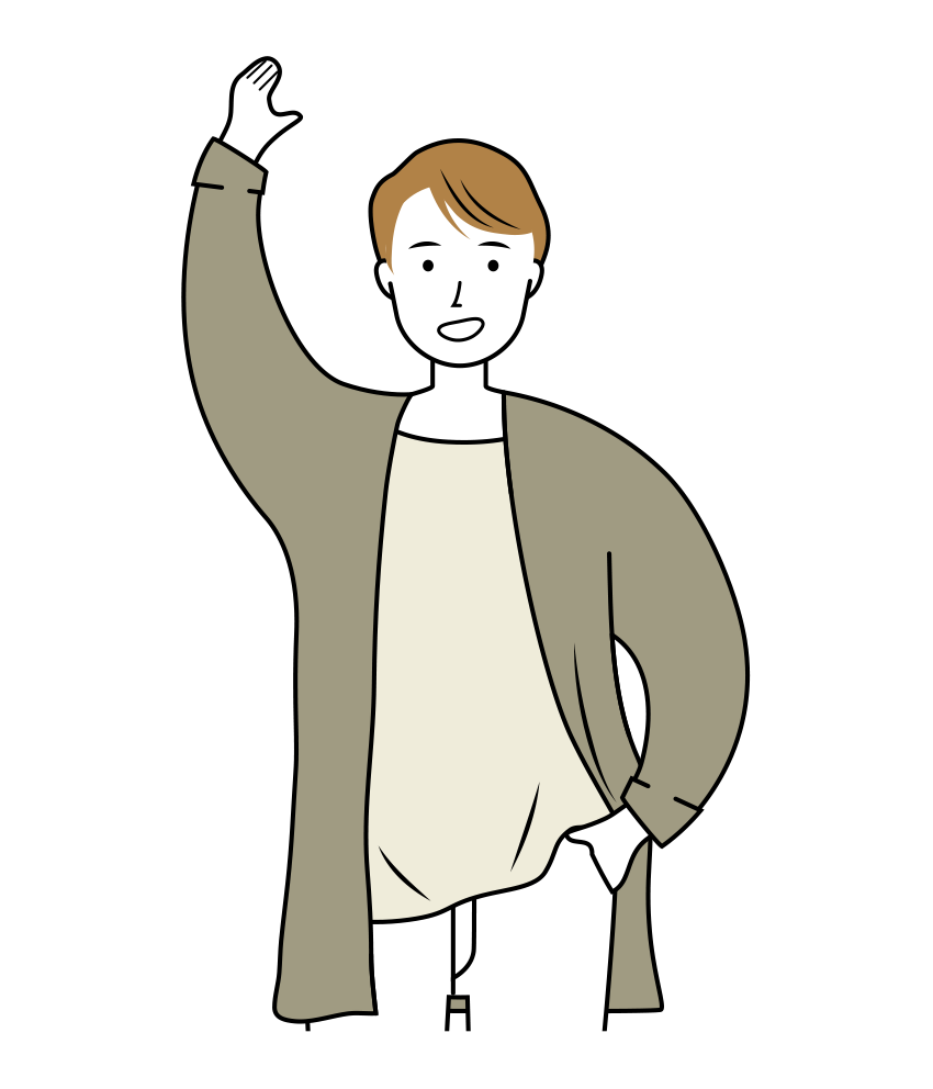 笑顔で挨拶をする男性のイラスト-上半身