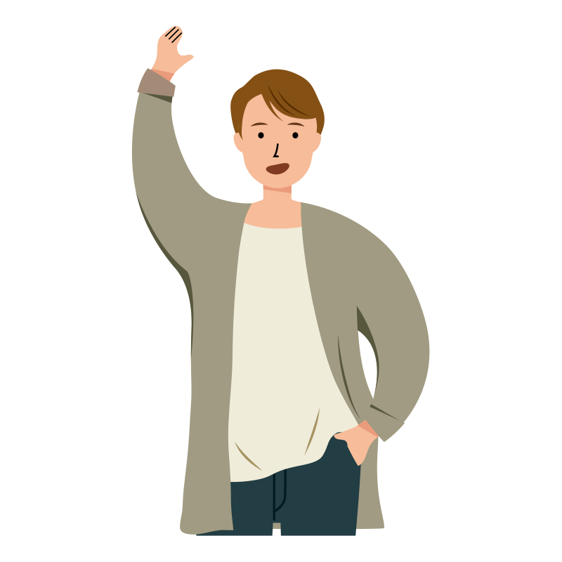 笑顔で挨拶をする男性のイラスト-上半身