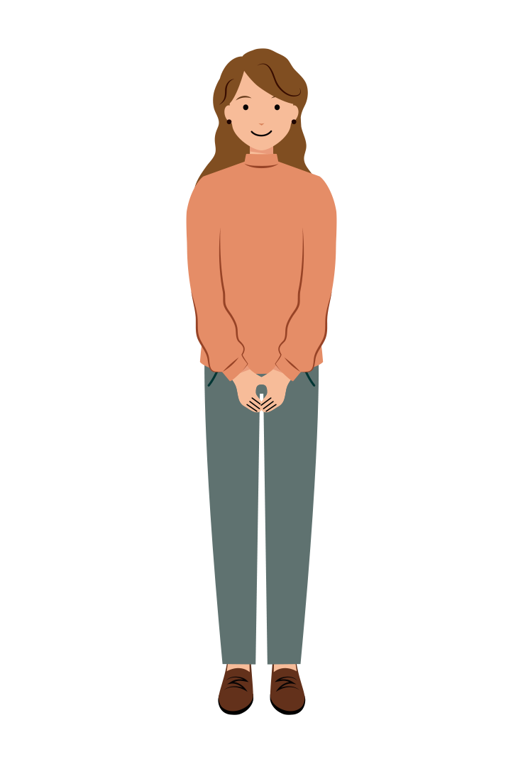 ウェーブヘアの女性のイラスト