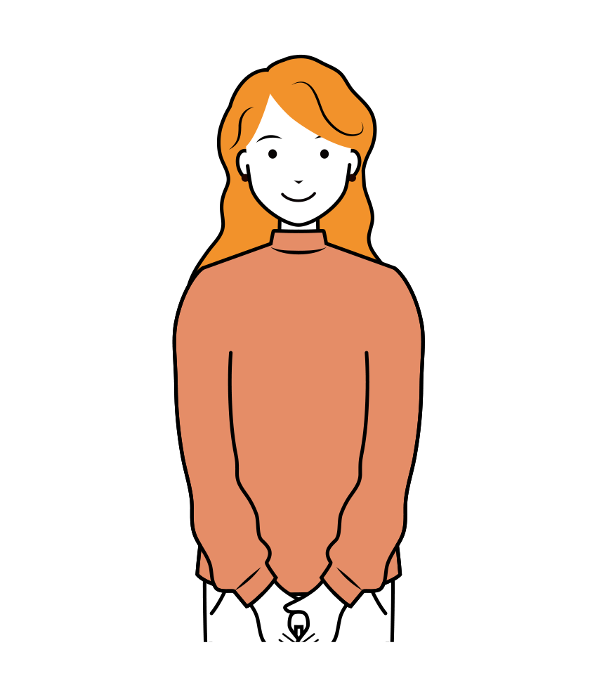 ウェーブヘアの女性のイラスト-上半身