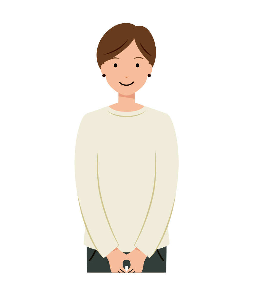 ショートヘアの女性のイラスト-上半身