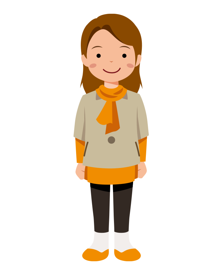 正面を向いている女の子のイラスト