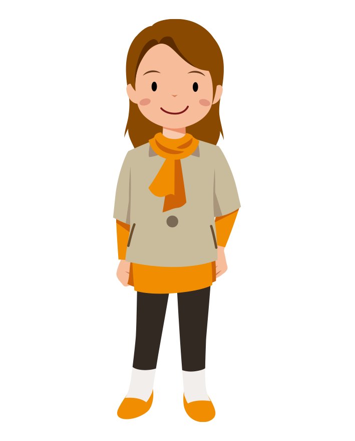 腰に手を当ててるかわいい女の子のイラスト