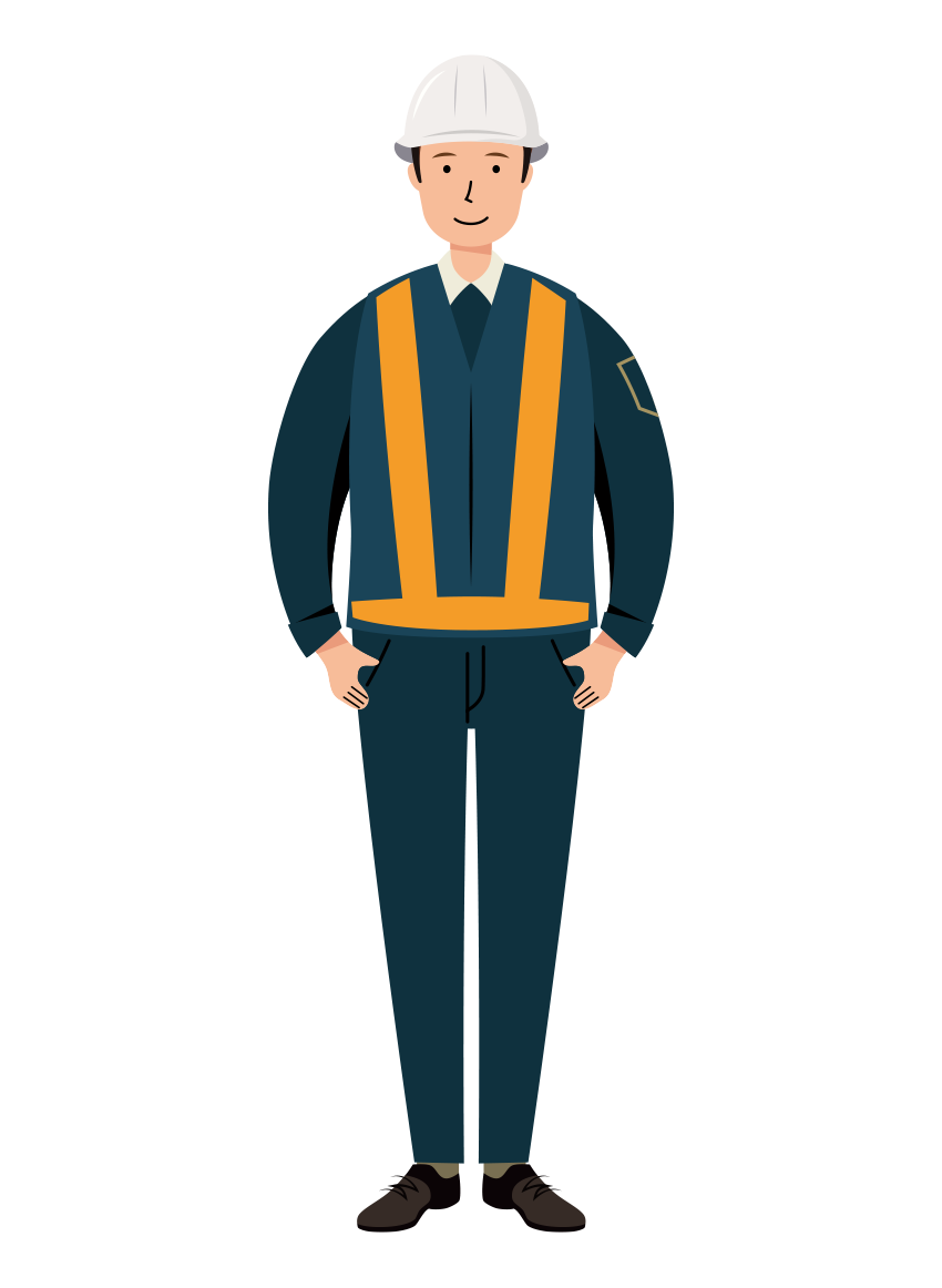 紺の制服を着た男性交通誘導員のイラスト