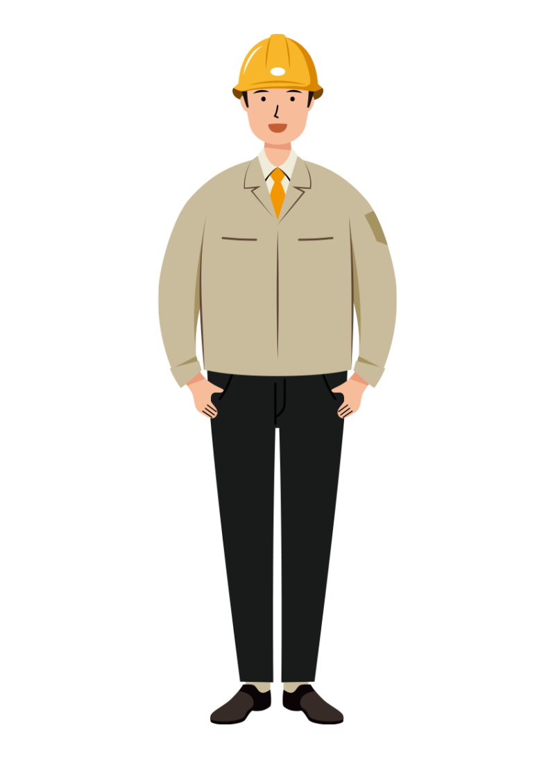 安全ヘルメット着用の笑顔の作業員のイラスト
