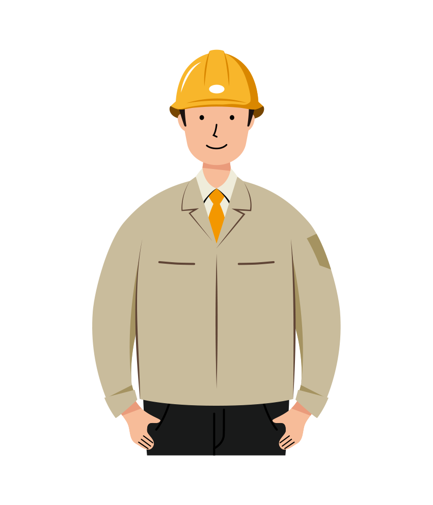 安全ヘルメット着用の作業員のイラスト-上半身