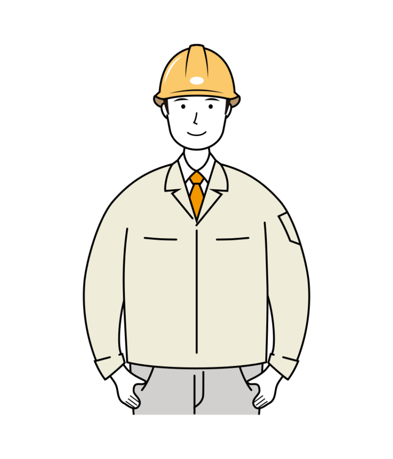 安全ヘルメット着用の作業員のイラスト-上半身