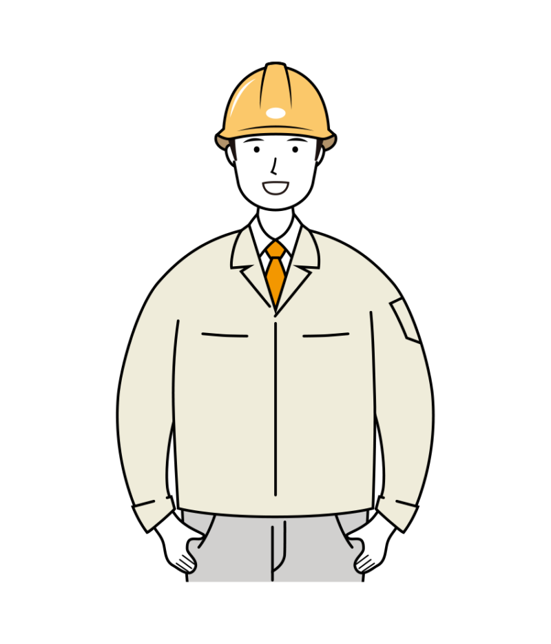 安全ヘルメット着用の笑顔の作業員のイラスト-上半身