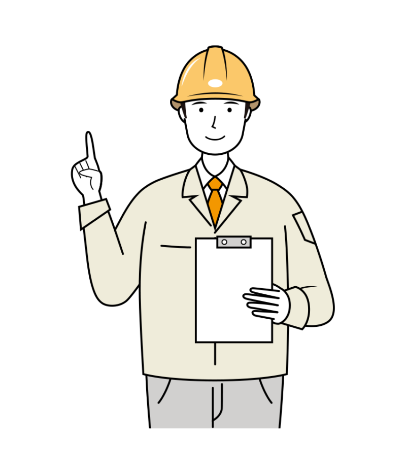 アドバイスをする安全ヘルメット着用の作業員のイラスト-上半身