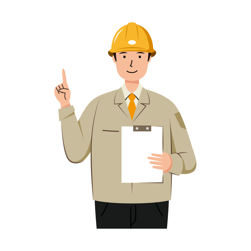 アドバイスをする安全ヘルメット着用の作業員のイラスト-上半身