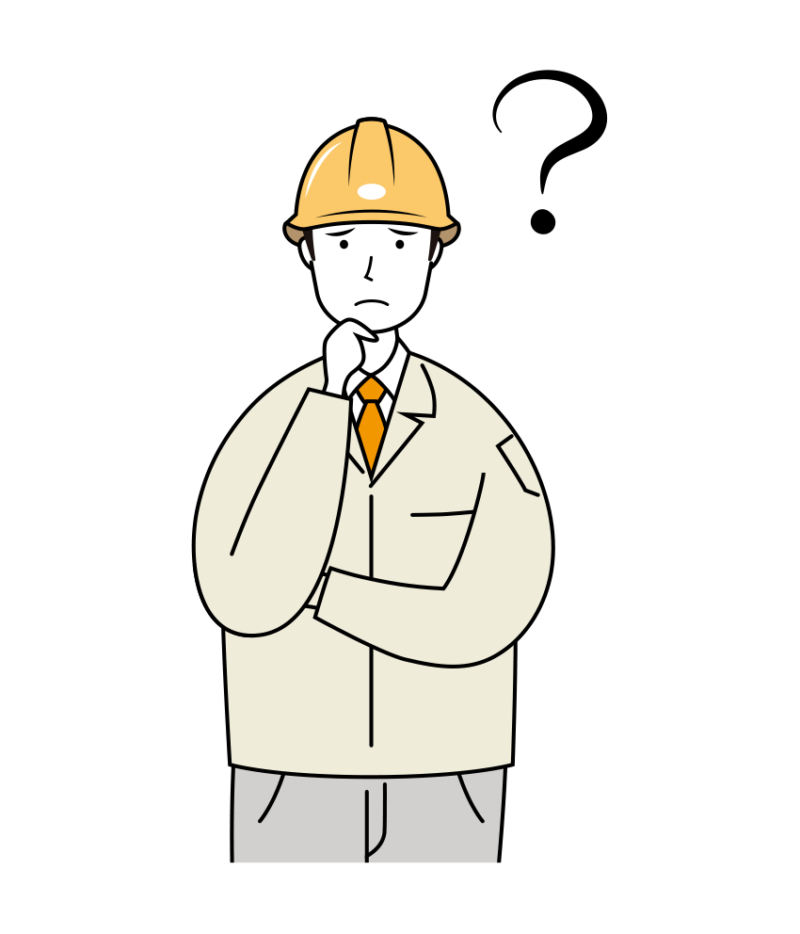 考え事をする安全ヘルメット着用の作業員のイラスト-上半身