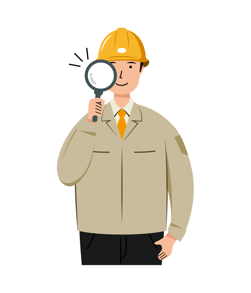 チェック作業をする安全ヘルメット着用の作業員のイラスト-上半身