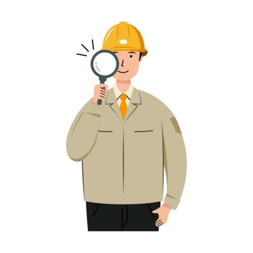 チェック作業をする安全ヘルメット着用の作業員のイラスト-上半身