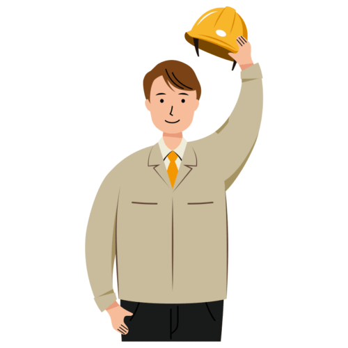 挨拶をする安全ヘルメット着用の作業員のイラスト-上半身