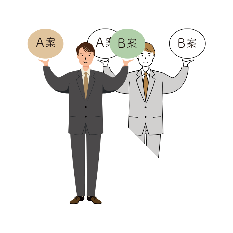 事業の提案をするビジネス男性のイラスト