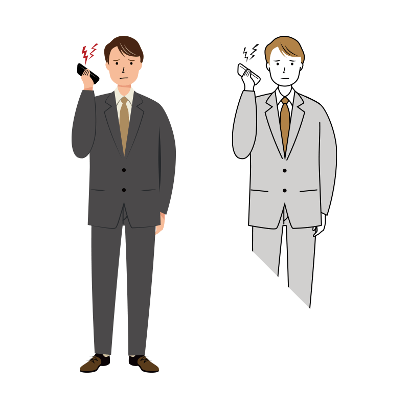 クレームの対応をするビジネス男性のイラスト