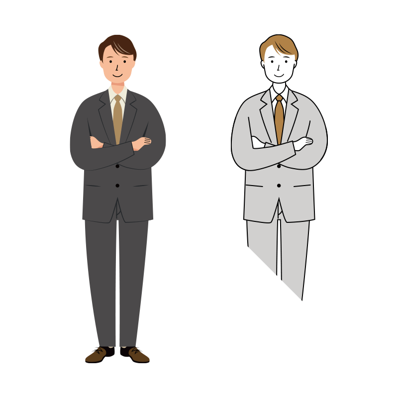 腕組みをしているサラリーマン男性のイラスト