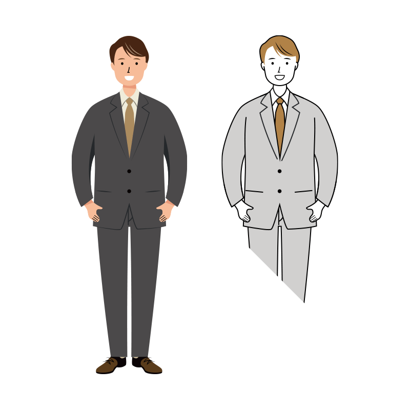 明るい笑顔のビジネス男性のイラスト