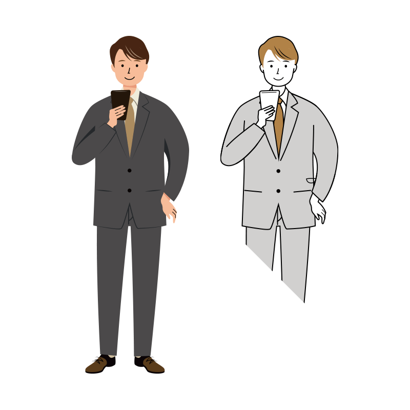 スマホを見ているビジネス男性のイラスト