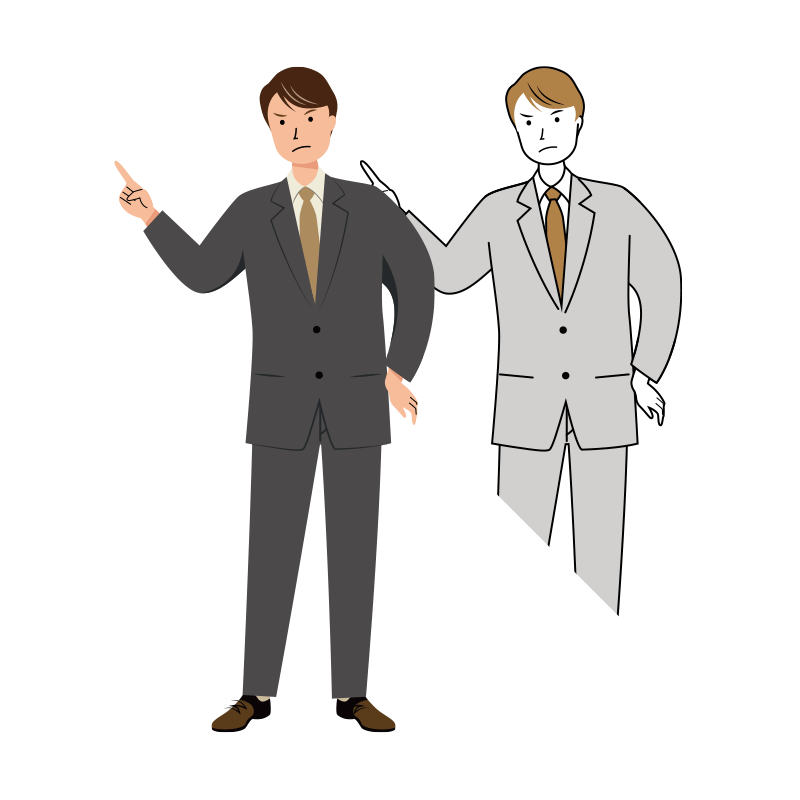 厳しく指摘をするビジネス男性のイラスト