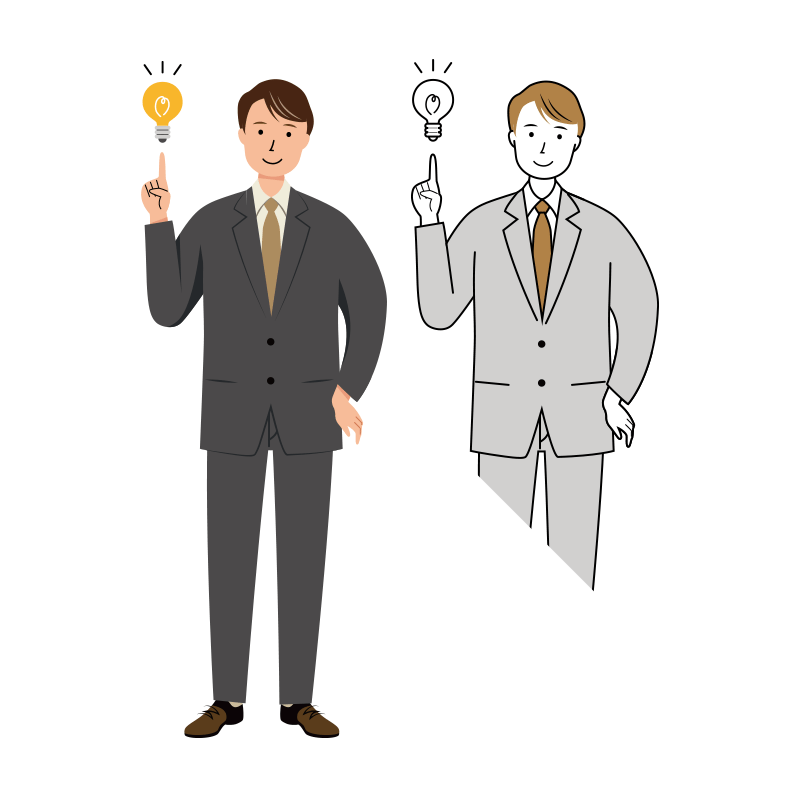 新しい考えが閃いた男性ビジネスのイラスト