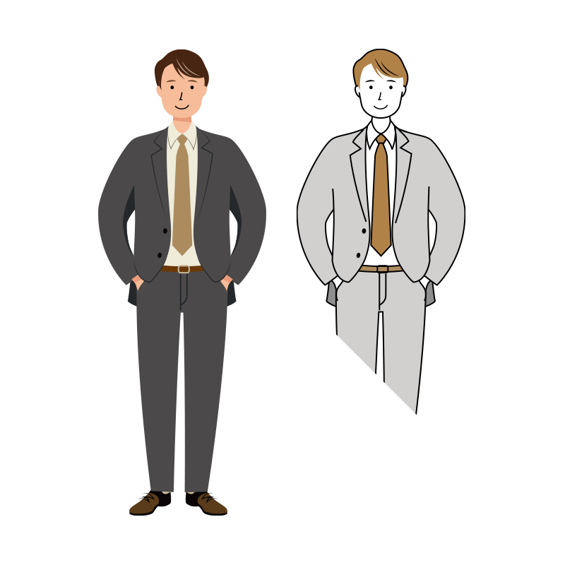 ポケットに手を入れている男性ビジネスのイラスト