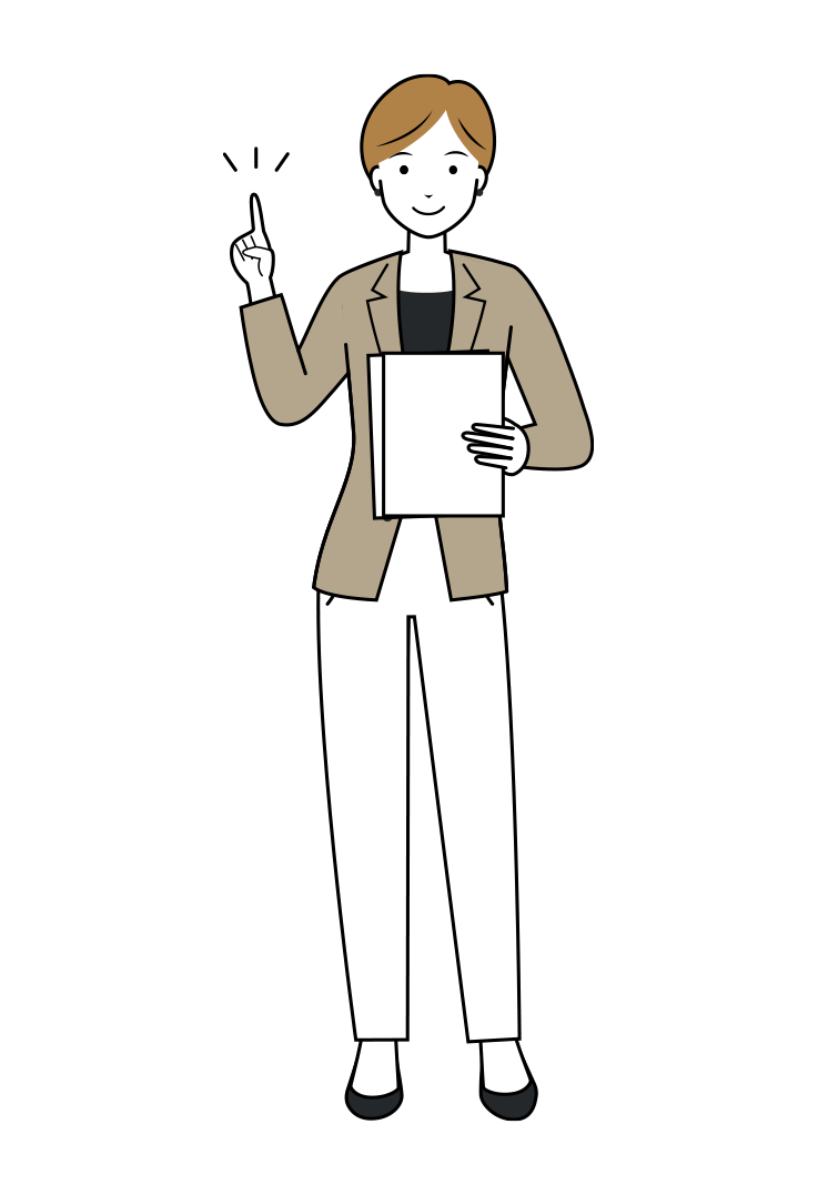 企画案の提示をするビジネスのイラスト-女性