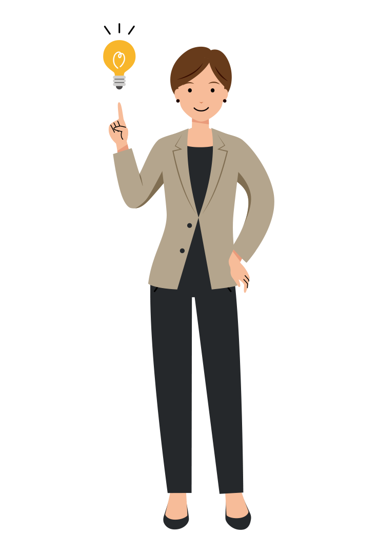 ひらめきをするビジネスのイラスト-女性
