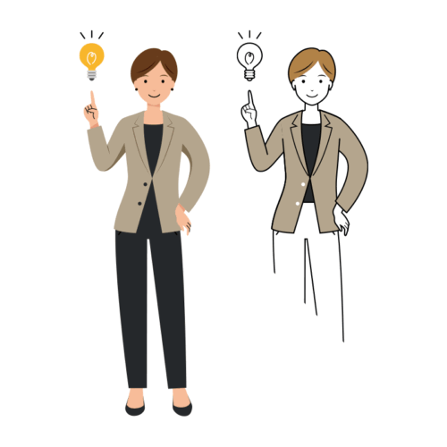 ひらめきをするビジネスのイラスト-女性