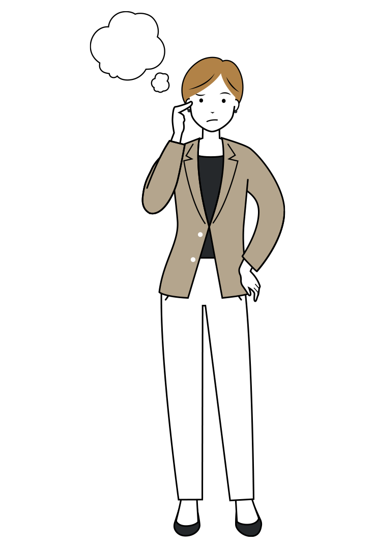 考え悩んでいるビジネスイラスト-女性