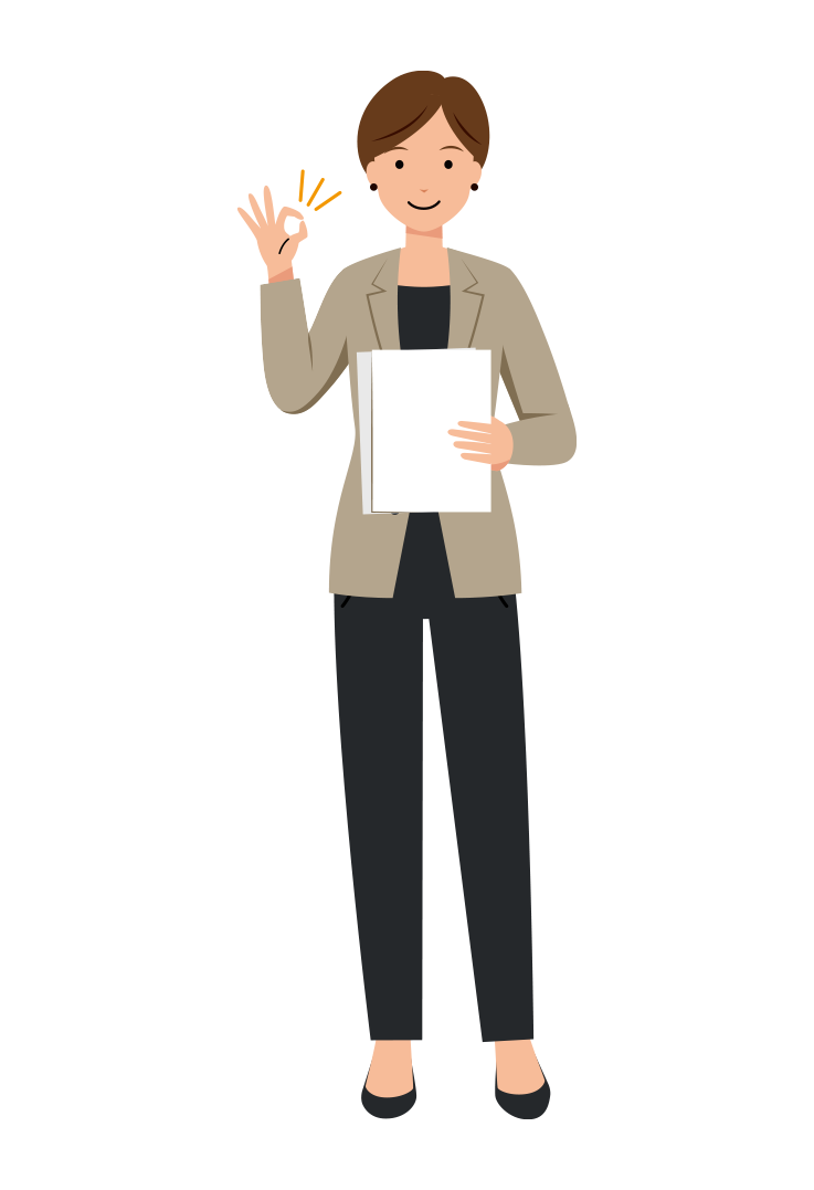 OKサインを出す女性ビジネスマンのイラスト