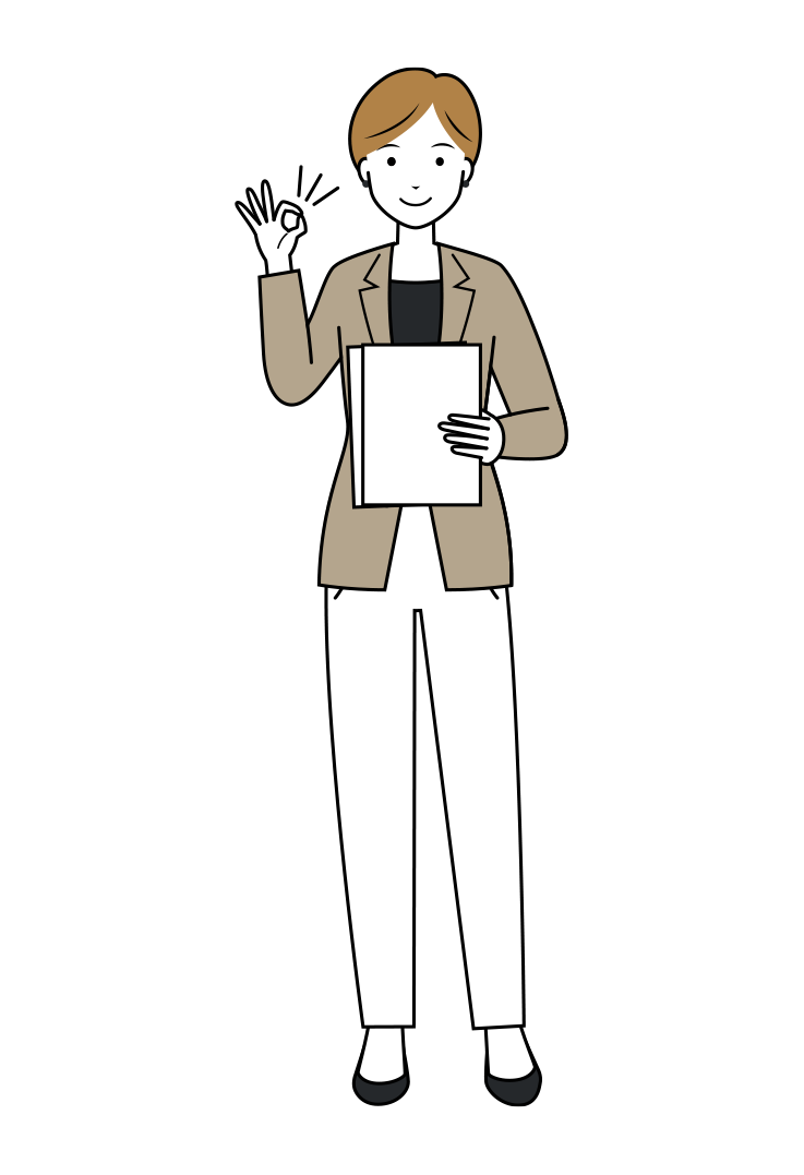 OKサインを出す女性ビジネスマンのイラスト