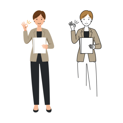 OKサインを出す女性ビジネスマンのイラスト