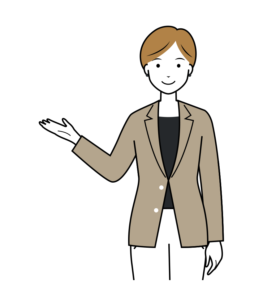 丁寧な対応をする女性ビジネスのイラスト-上半身