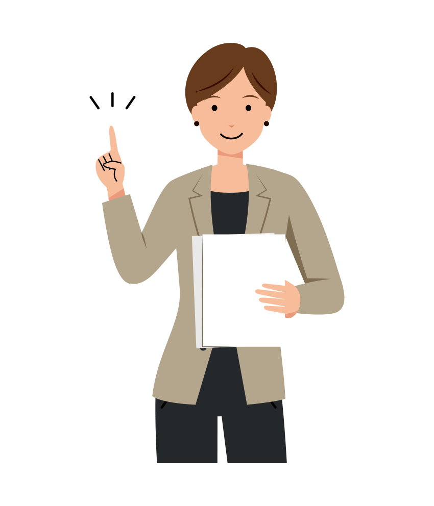 書類の説明をする女性ビジネスのイラスト-上半身