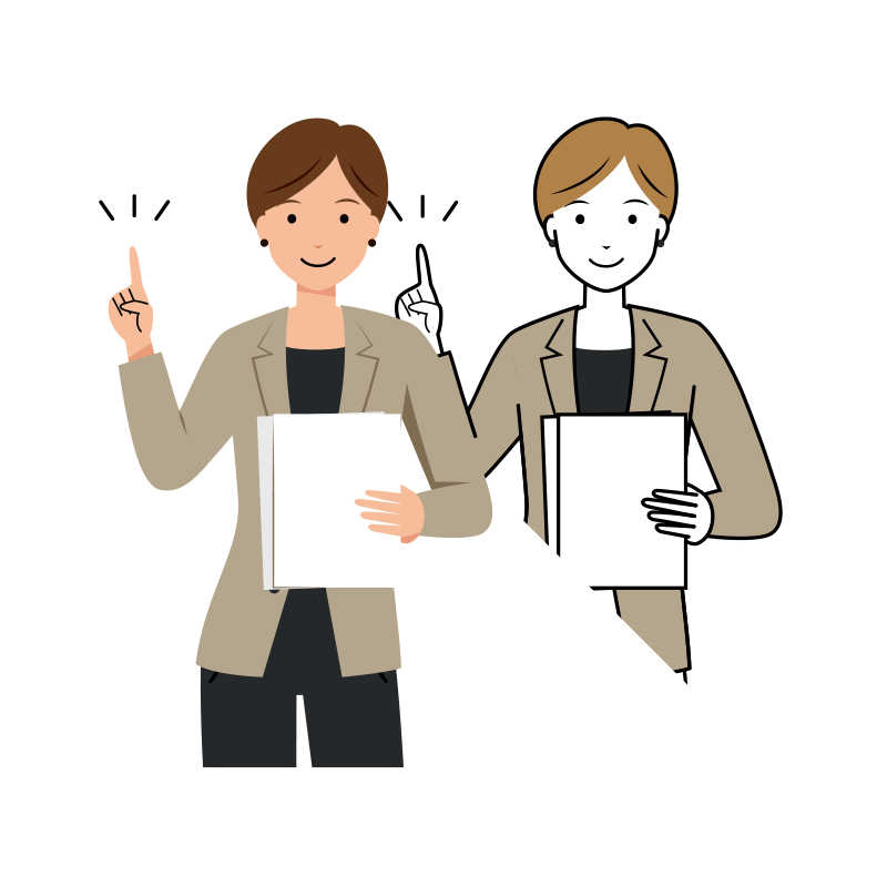 書類の説明をする女性ビジネスマンのイラスト-上半身