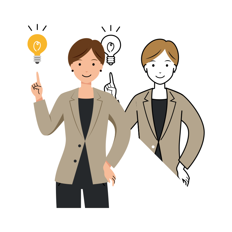 ひらめきをする女性ビジネスマンのイラスト-上半身