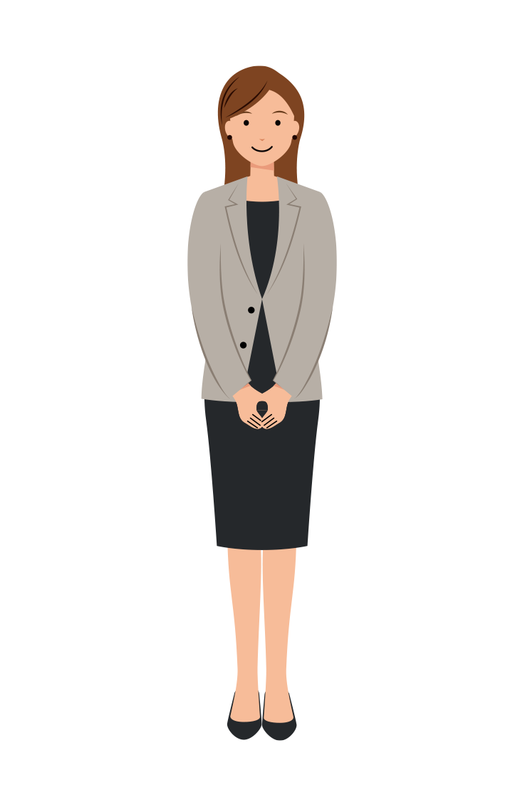 ビジネス イラスト - 女性・カジュアル・ロングヘア