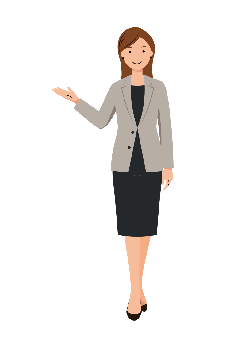 ビジネス イラスト - 女性・案内・カジュアル・ロングヘア